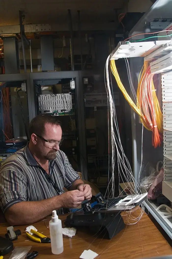 Fiber optic cable installation in progress