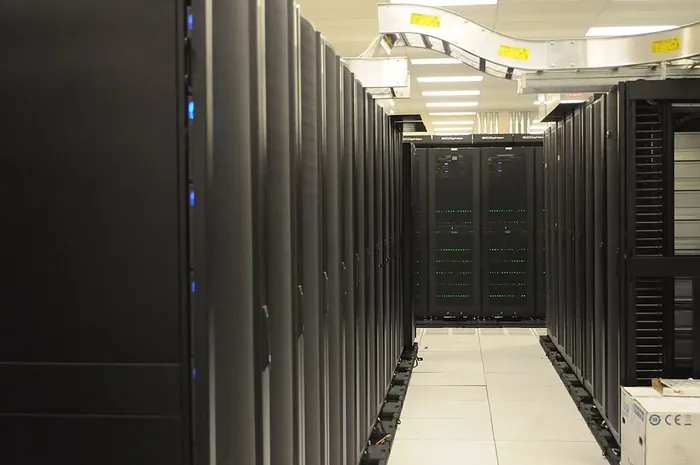 Server room with rack cabinets